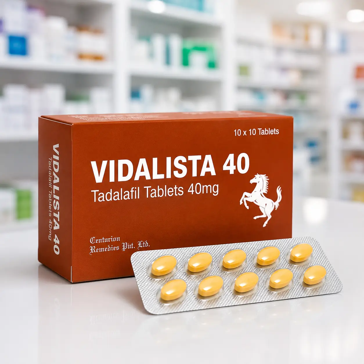 Caja original y blíster de Vidalista 40 mg con tadalafil