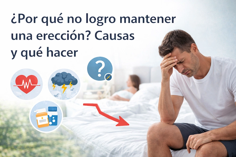 Hombre preocupado porque no logro mantener una erección y posibles causas