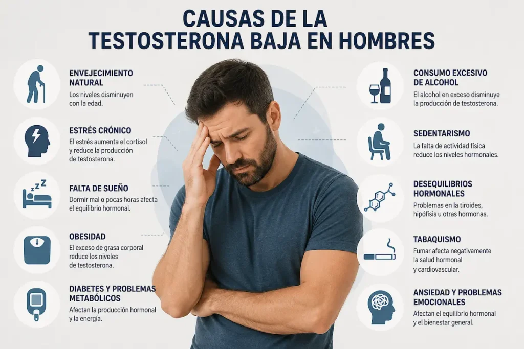 Principales causas de la testosterona baja en hombres