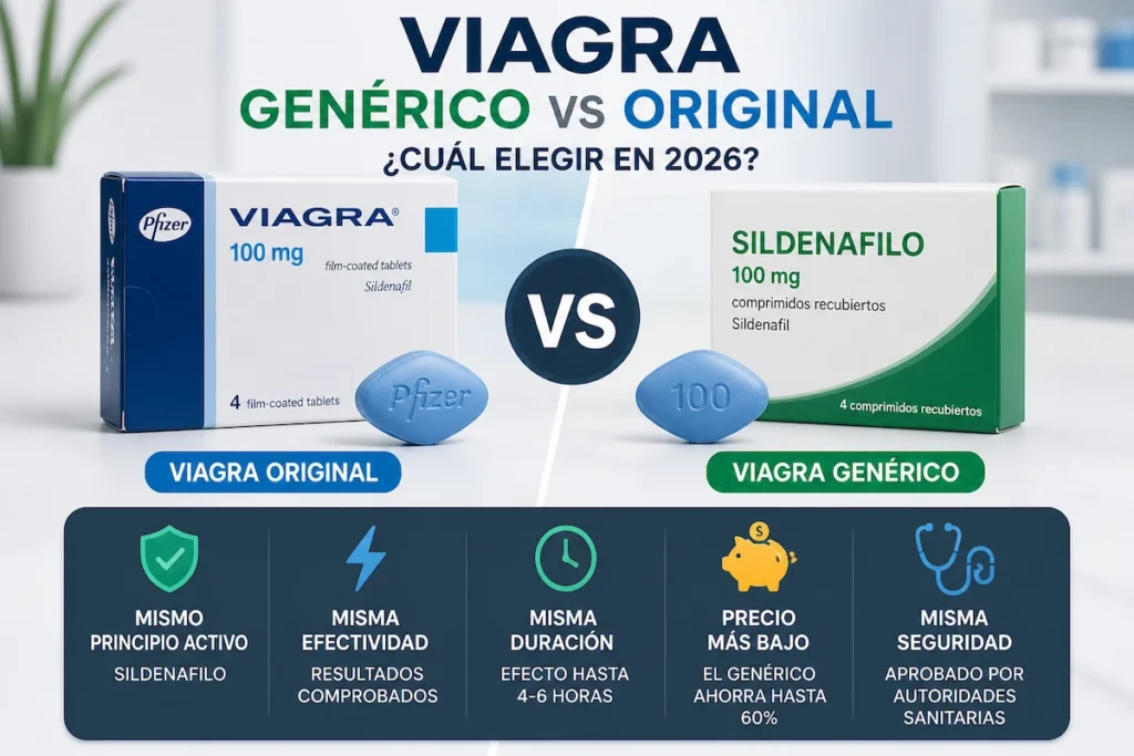 Viagra genérico vs original comparación entre sildenafil genérico y Viagra original