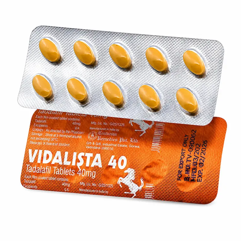 Vidalista 40 mg en España con Tadalafil 40 mg caja de 10 comprimidos