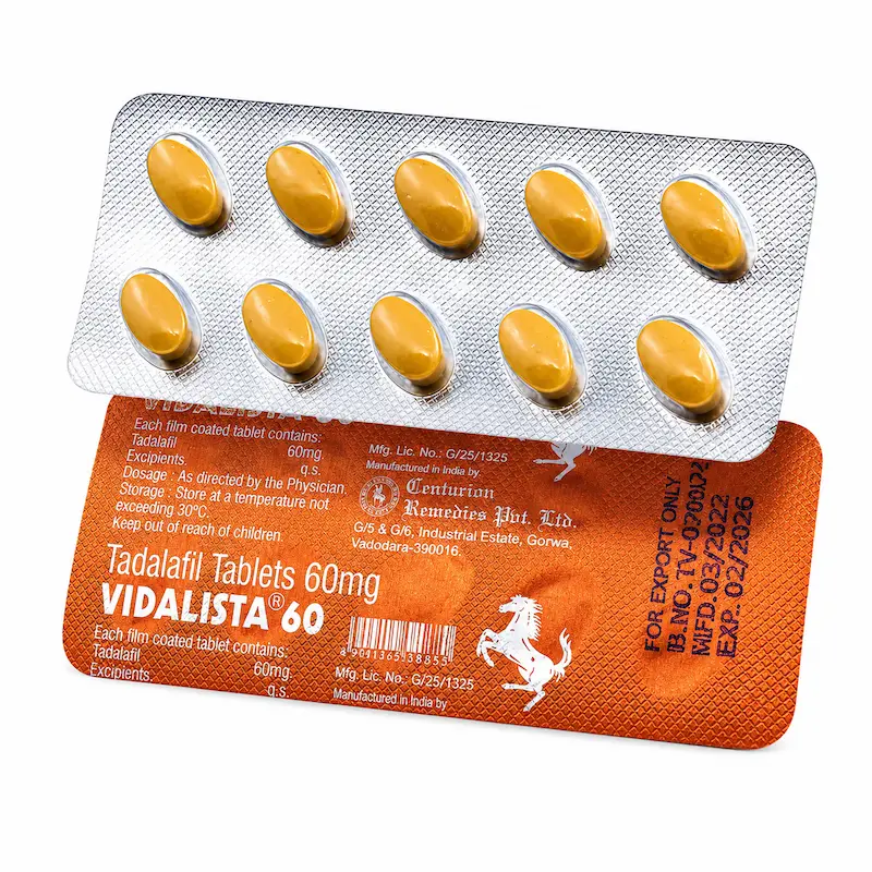 Vidalista 60 mg en España con Tadalafil 60 mg caja de 10 comprimidos