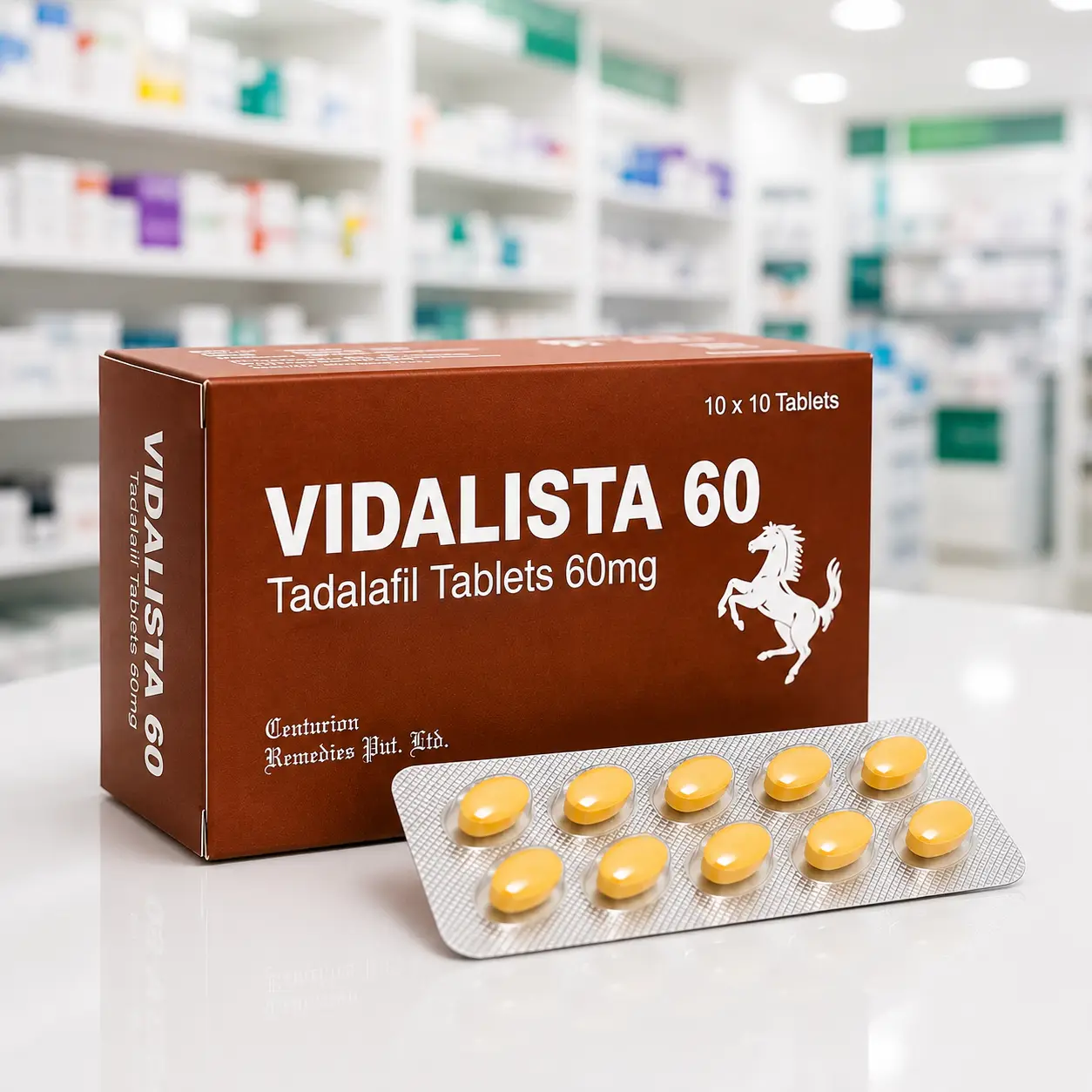 Caja original y blíster de Vidalista 60 mg con tadalafil