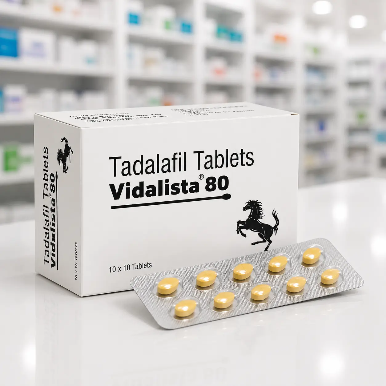 Caja original y blíster de Vidalista black 80 mg con tadalafil